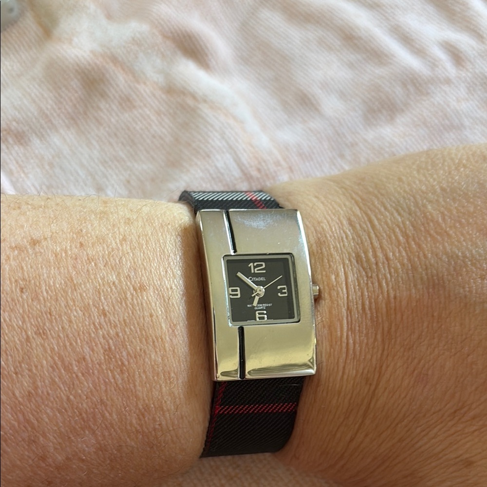 Silver and Plaid Watch